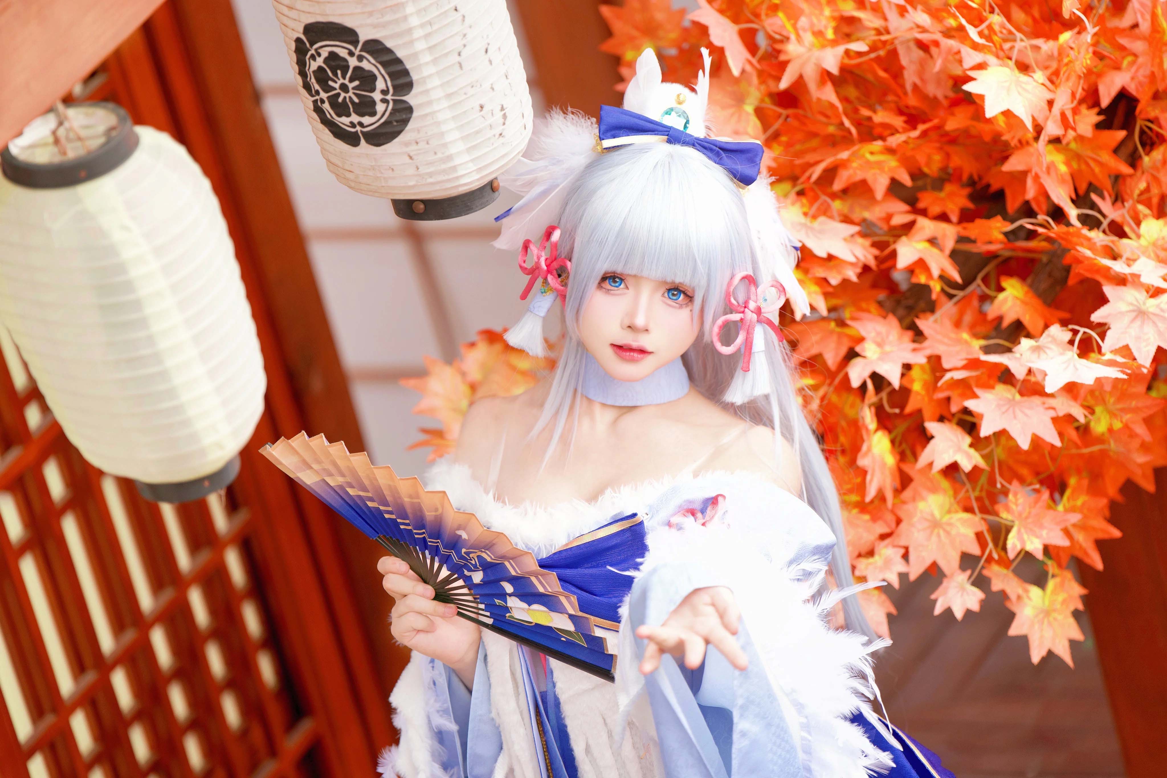 [COSplay]原神 神里绫华白鹭樱华-二次元COS分享次元吧